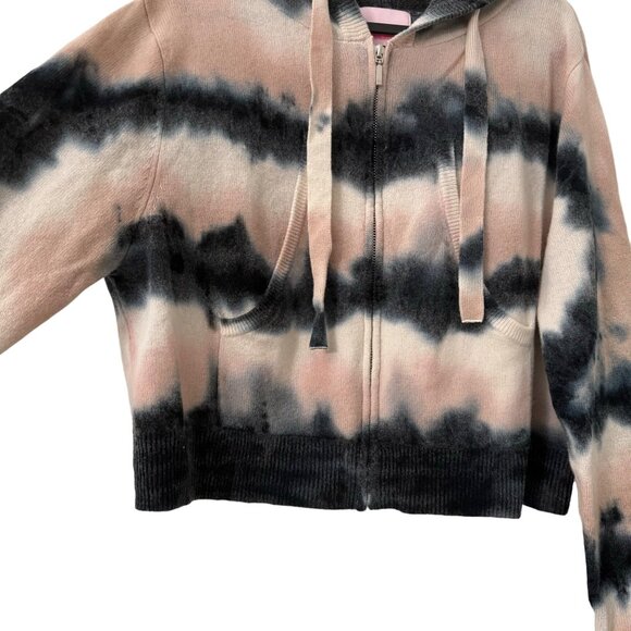 Crush Tie Dye Cashmere Rio Crop Pink Blue Full Zip Hoodie Sweater Womens Size 4 - Picture 3 of 6